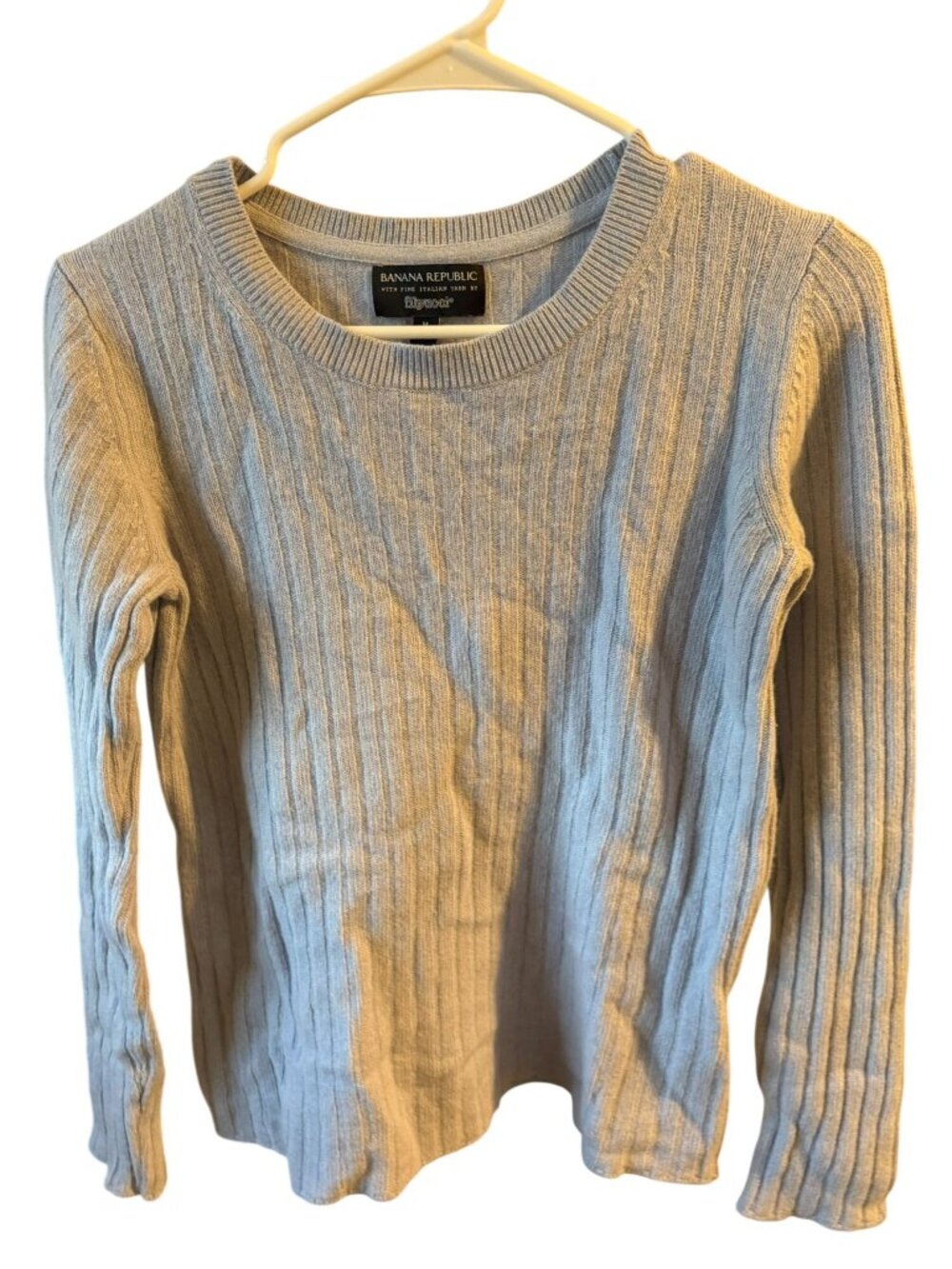Banana Republic Filpucci Italian Yarn Ribbed Crewneck Sweater Gray Womens Medium